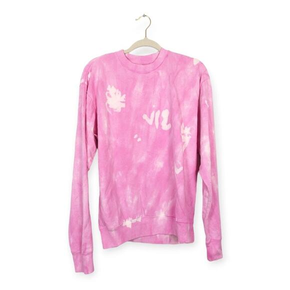 Sporty & Rich Tops - Sporty & Rich Pink & White Tie Dye Long Sleeve Sweatshirt